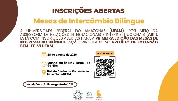 UFAM abre inscrições para a primeira edição das Mesas de Intercâmbio Bilíngue